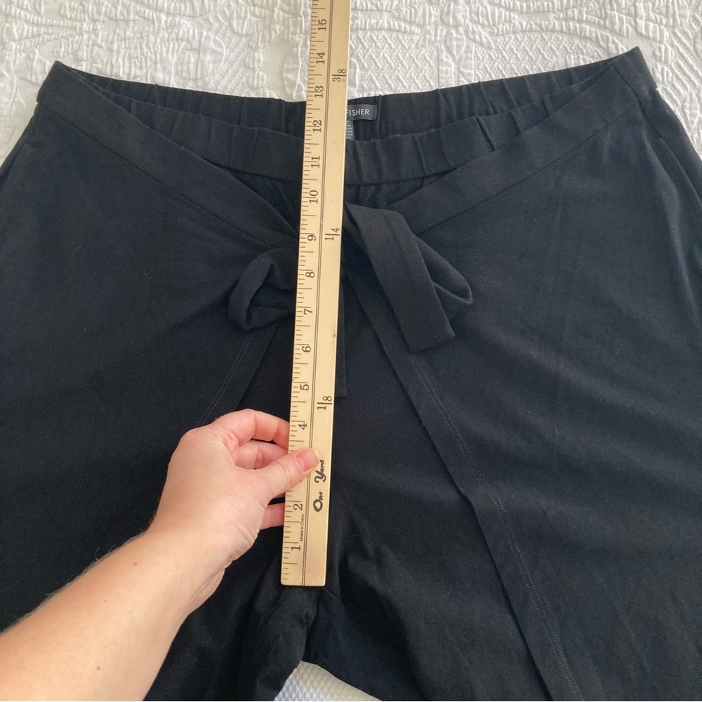 Eileen Fisher Black Cropped Wide-Leg Tie-Front Pants - Picture 10 of 13